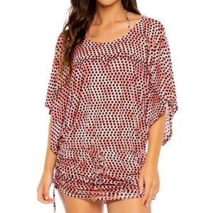 Luli Fama Beachwear Glam Lovin’ South Beach Dress Cover Up Romper Coral Small